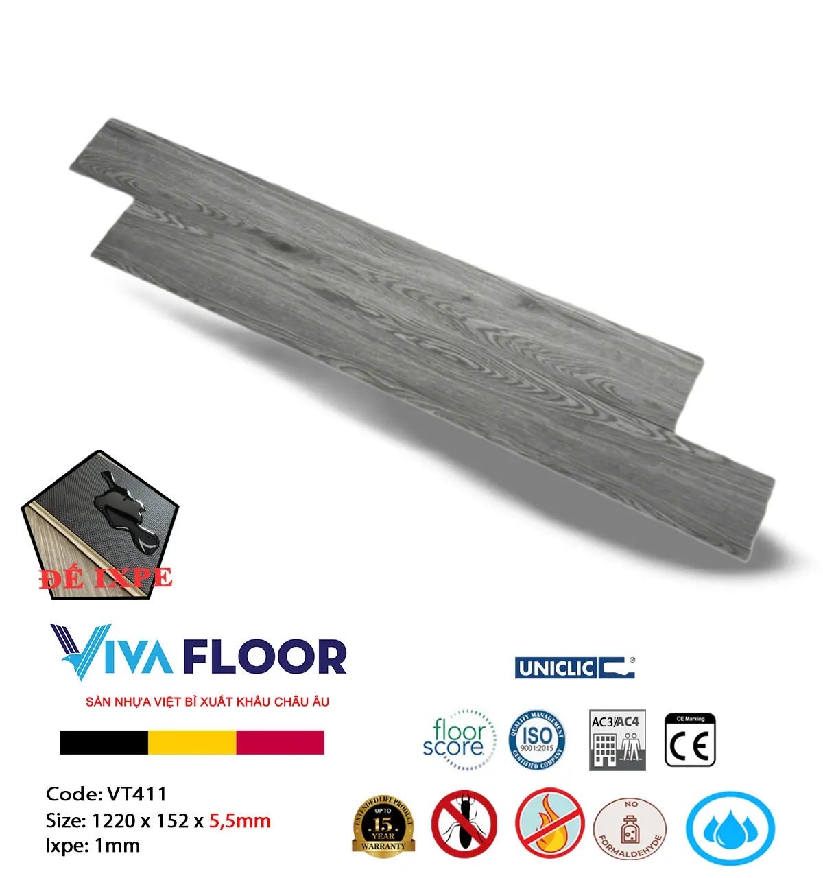 Sàn nhựa spc 5,5ly Vivafloor V411