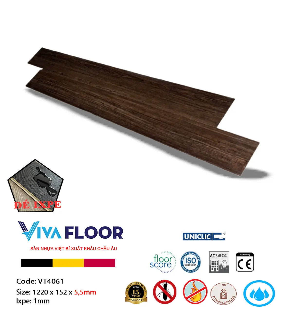 Sàn nhựa spc 5,5ly Vivafloor V4061