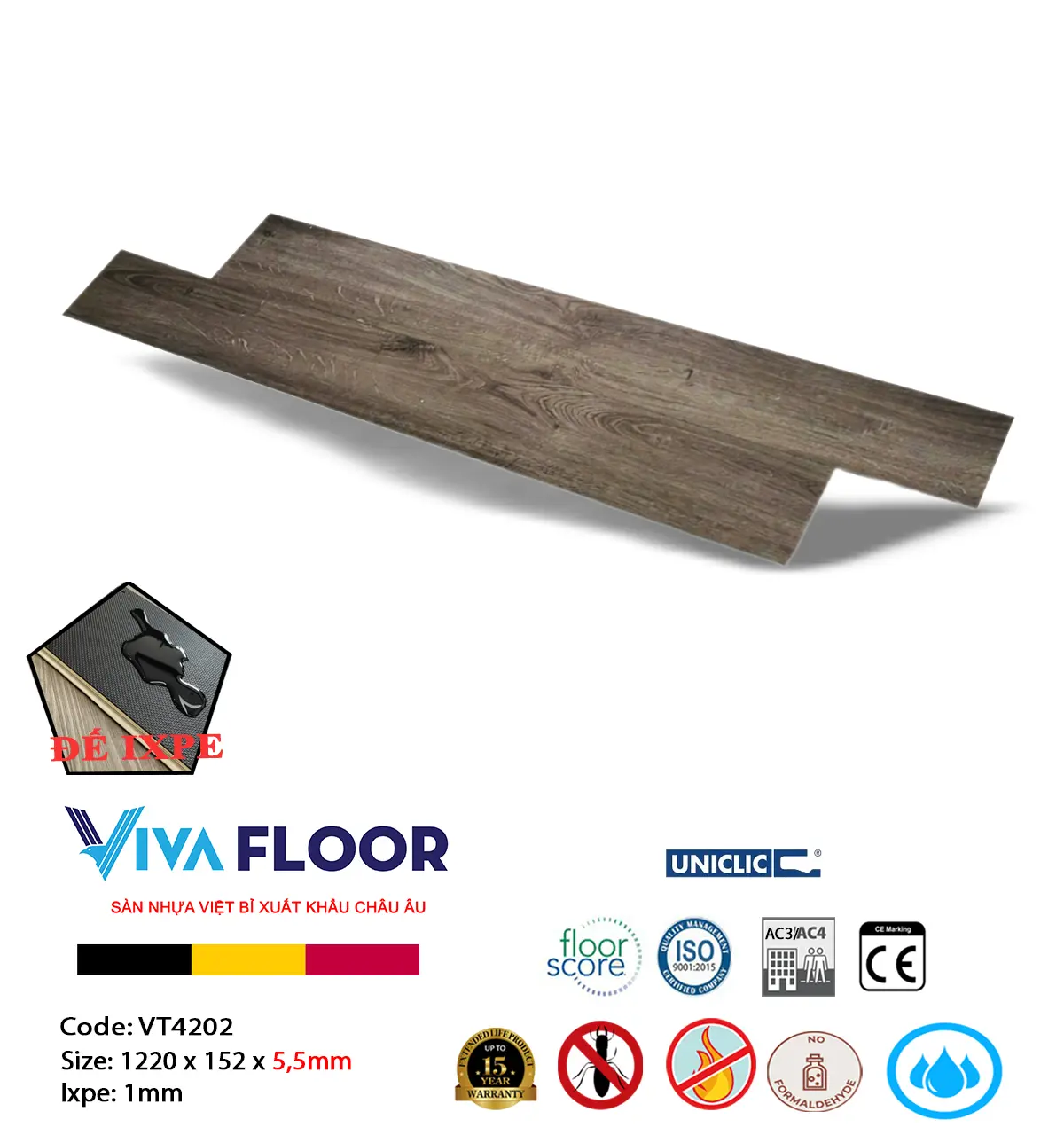 Sàn nhựa spc 5,5ly Vivafloor V4202