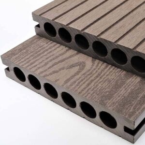 Sàn gỗ nhựa ngoài trời 140x25 Cafe, sàn giả gỗ ngoài trời lỗ tròn